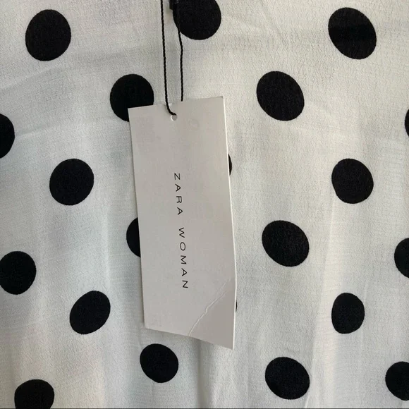 Sold Zara Woman Polka Dot Smocked Blouse NWT Size S - Picture 5 of 7